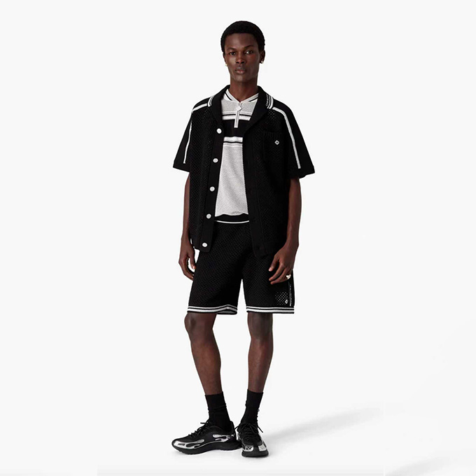 casablanca mesh knit camp collar short sleeve shirt & short